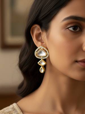 tiered kundan articulated earrings 6