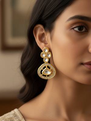 traditional kundan teardrop earrings 6