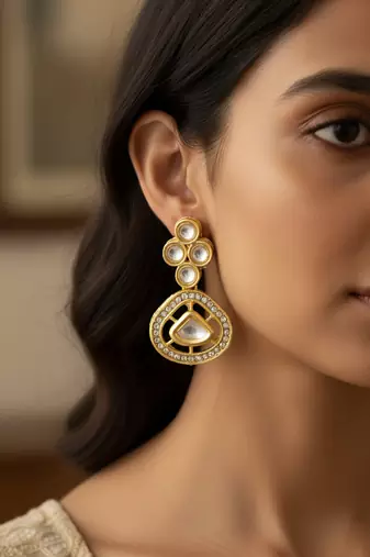 traditional kundan teardrop earrings