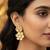 gold plated floral kundan stud earrings