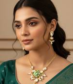 green enamel kundan necklace set