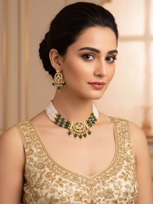 gold plated green choker set 1