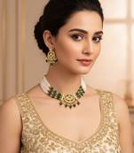 gold plated green choker set