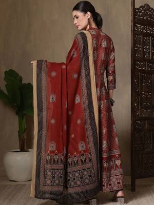 Women Ethnic Motifs Printed Panelled Pure Cotton Kurta with Trousers & With Dupatta 3
