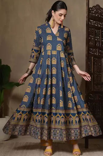 Women Ethnic Motifs Printed Empire Pure Cotton Kurta with Trousers & With Dupatta