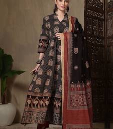 Women Ethnic Motifs Printed Angrakha Pure Cotton Kurta with Trousers & With Dupatta