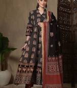 Women Ethnic Motifs Printed Angrakha Pure Cotton Kurta with Trousers & With Dupatta