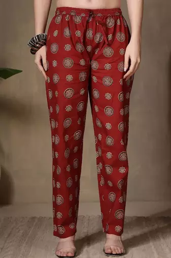Women Ethnic Motifs Printed Angrakha Pure Cotton Kurta with Trousers & With Dupatta