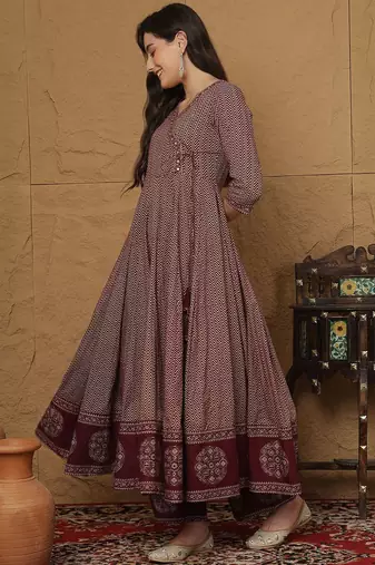 Women Printed Regular Pure Cotton Kurta with Palazzos & With Dupatta