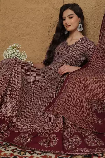Women Printed Regular Pure Cotton Kurta with Palazzos & With Dupatta