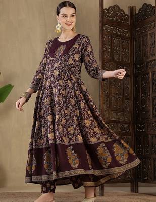 Women Floral Printed Empire Sequinned Pure Cotton Kurta with Trousers & With Dupatta 5