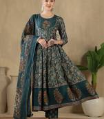 Women Floral Printed Panelled Pure Cotton Kurta with Trousers & With Dupatta