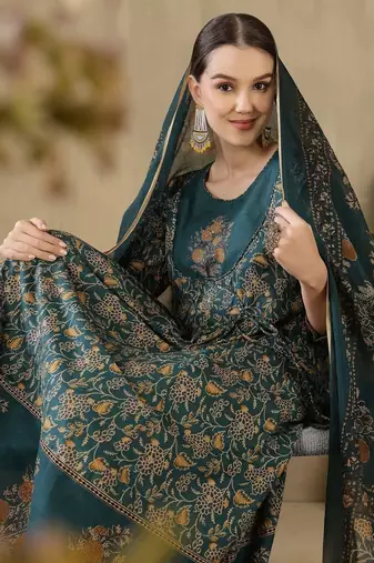 Women Floral Printed Panelled Pure Cotton Kurta with Trousers & With Dupatta
