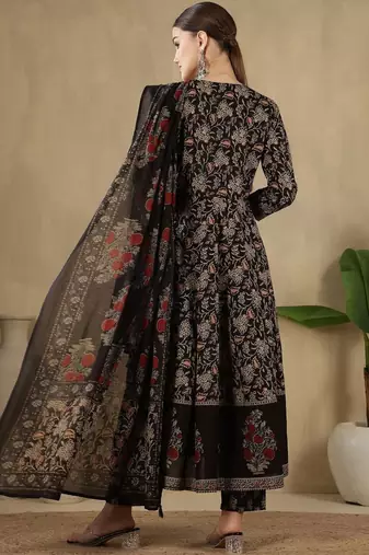 Women Floral Printed Empire Pure Cotton Kurta with Trousers & With Dupatta