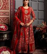 Women Ethnic Motifs Printed Cotton Anarkali Kurta with Trousers & Dupatta