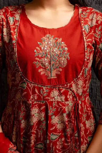 Women Ethnic Motifs Printed Cotton Anarkali Kurta with Trousers & Dupatta