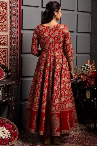 Women Ethnic Motifs Printed Cotton Anarkali Kurta with Trousers & Dupatta