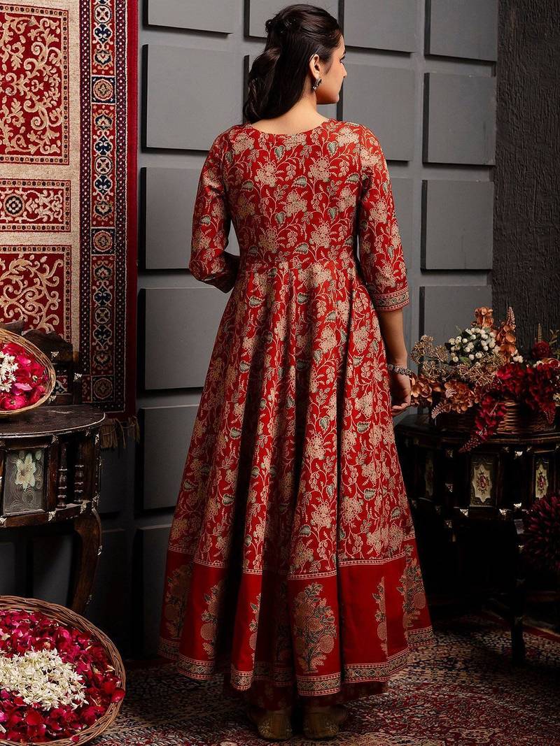 Women Ethnic Motifs Printed Cotton Anarkali Kurta with Trousers & Dupatta