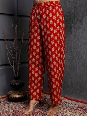 Women Ethnic Motifs Printed Cotton Anarkali Kurta with Trousers & Dupatta 7