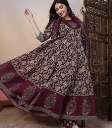Women Burgundy Pure Cotton Kurta Sets
