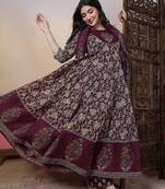 Women Burgundy Pure Cotton Kurta Sets