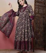Women Burgundy Pure Cotton Kurta Sets