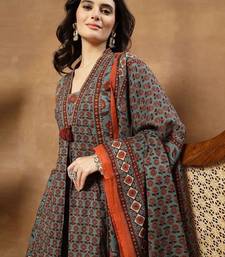 Printed Pure Cotton V-Neck Kurta & Palazzos With Dupatta
