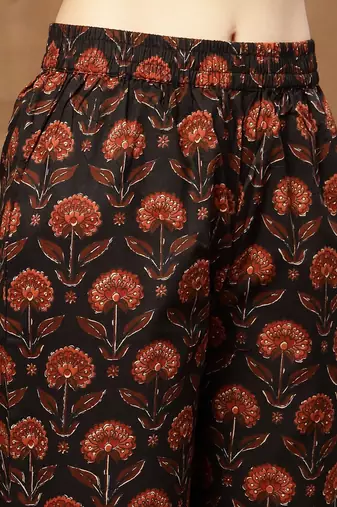 Printed Pure Cotton V-Neck Kurta & Palazzos With Dupatta