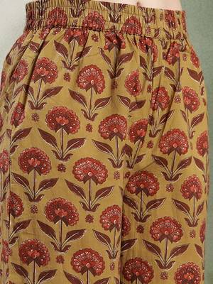Printed Pure Cotton V-Neck Kurta & Palazzos With Dupatta 4