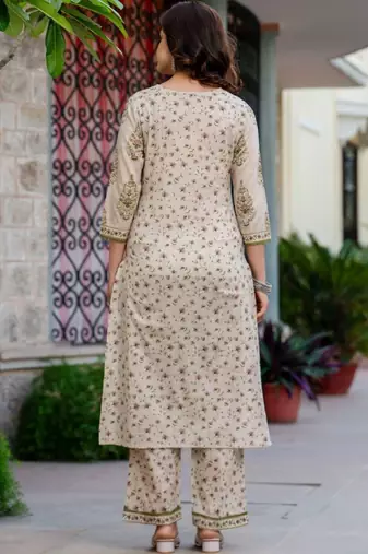 Women Floral Printed Regular Pure Cotton Kurta with Palazzos & With Dupatta
