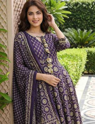 Women Ethnic Motifs Printed Panelled Pure Cotton Kurta with Trousers & With Dupatta 1