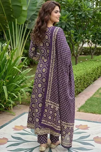Women Ethnic Motifs Printed Panelled Pure Cotton Kurta with Trousers & With Dupatta