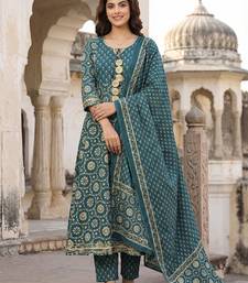 Floral Printed Regular Gotta Patti Pure Cotton Kurta with Trousers & With Dupatta