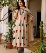 Women Printed Regular Pure Cotton Kurta with Palazzos & With Dupatta