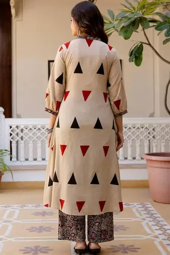 Women Printed Regular Pure Cotton Kurta with Palazzos & With Dupatta