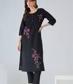 Women Floral Embroidered Regular Thread Work Kurta with Trousers