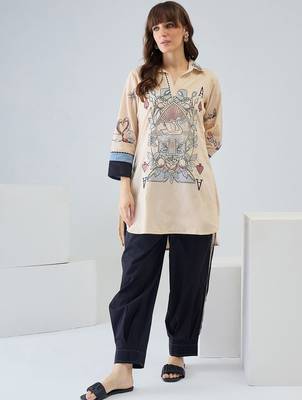 Women Printed Regular Pure Cotton Kurta with Harem Pants 1