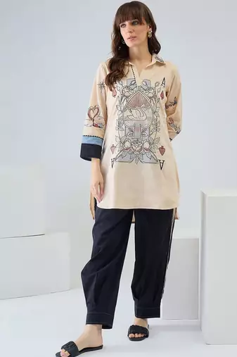 Women Printed Regular Pure Cotton Kurta with Harem Pants