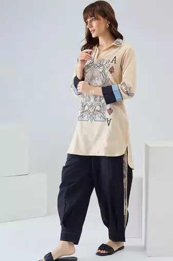 Women Printed Regular Pure Cotton Kurta with Harem Pants