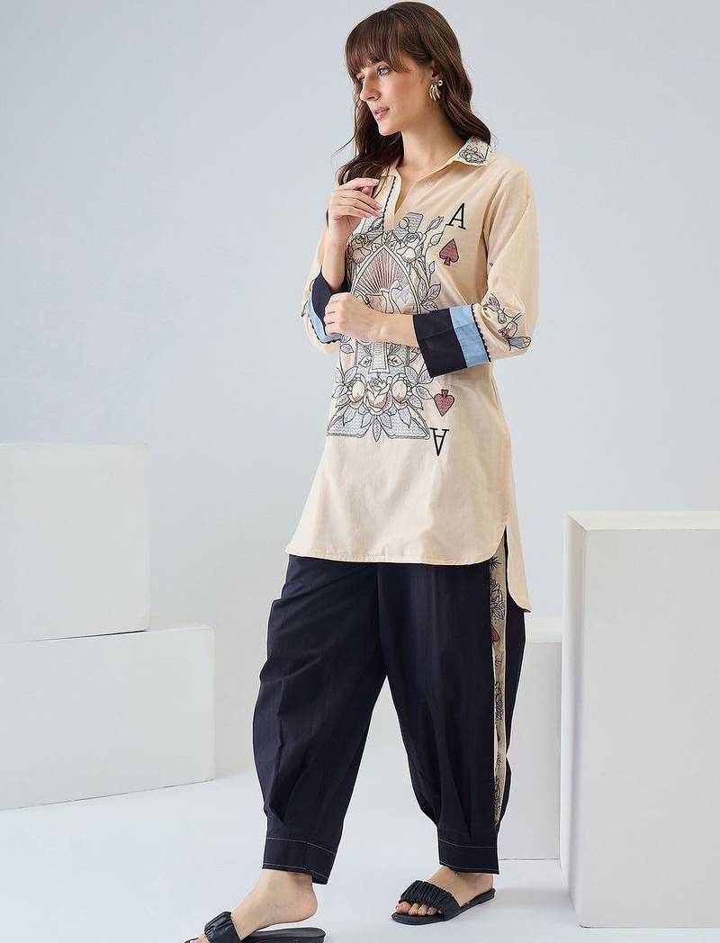 Women Printed Regular Pure Cotton Kurta with Harem Pants