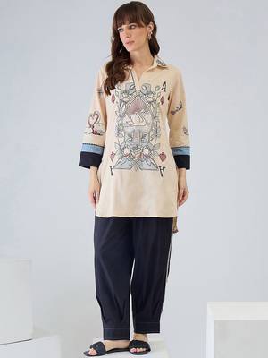 Women Printed Regular Pure Cotton Kurta with Harem Pants 4