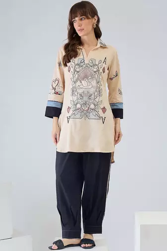 Women Printed Regular Pure Cotton Kurta with Harem Pants