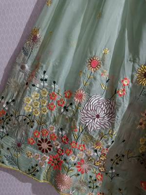 PISTA EMBROIDERED ORGANZA FASHION LEHENGA CHOLI WITH DUPATTA 4