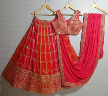 Multicolor Zari Sequin Georgette Lehenga set with choli and dupatta 3