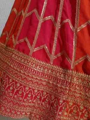 Multicolor Zari Sequin Georgette Lehenga set with choli and dupatta 4