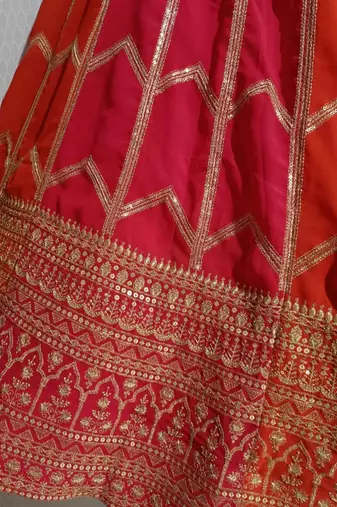Multicolor Zari Sequin Georgette Lehenga set with choli and dupatta