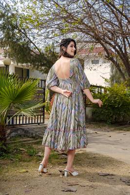 Multicolor floral printed rayon ethnic dress for women 2