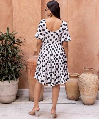 White floral printed rayon ethnic dress for women 2