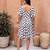 White floral printed rayon ethnic dress for women