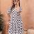 White floral printed rayon ethnic dress for women